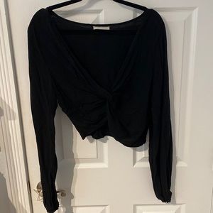 Urban Outfitters Black Long Sleeve Crop Top Size L